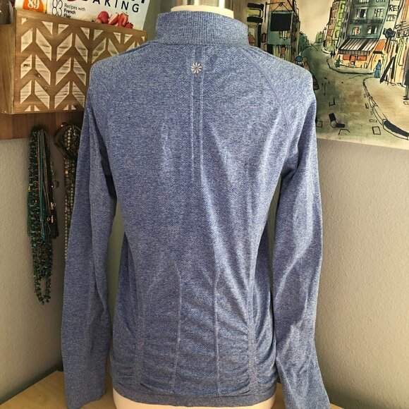 ATHLETA Fastest Track Athletic Jacket Women's size S Lavender 1/2 Zip Shirred - Picture 4 of 10